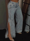 Bouton polyester strass jean mode