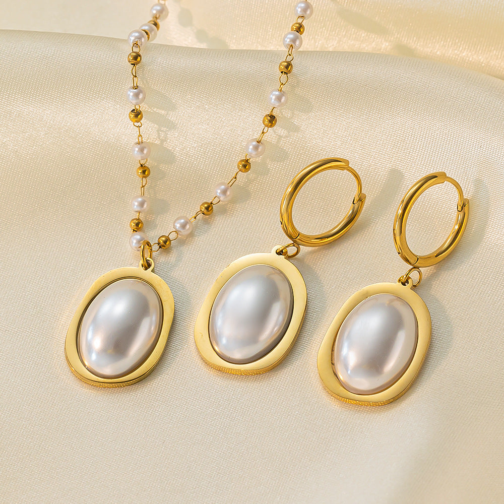 Juego de joyas de acero inoxidable para mujer: collar y pendientes