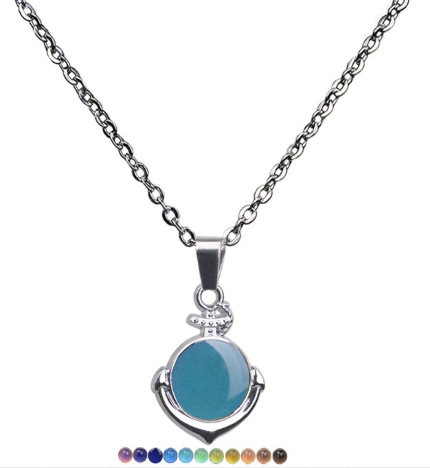 Collar con colgante que cambia de color termocromático con gema corte vintage para mujer