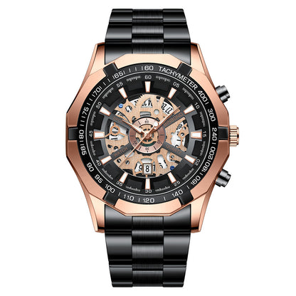 Montre Homme Étanchéité Lumineuse Squelette Décontractée Affaires