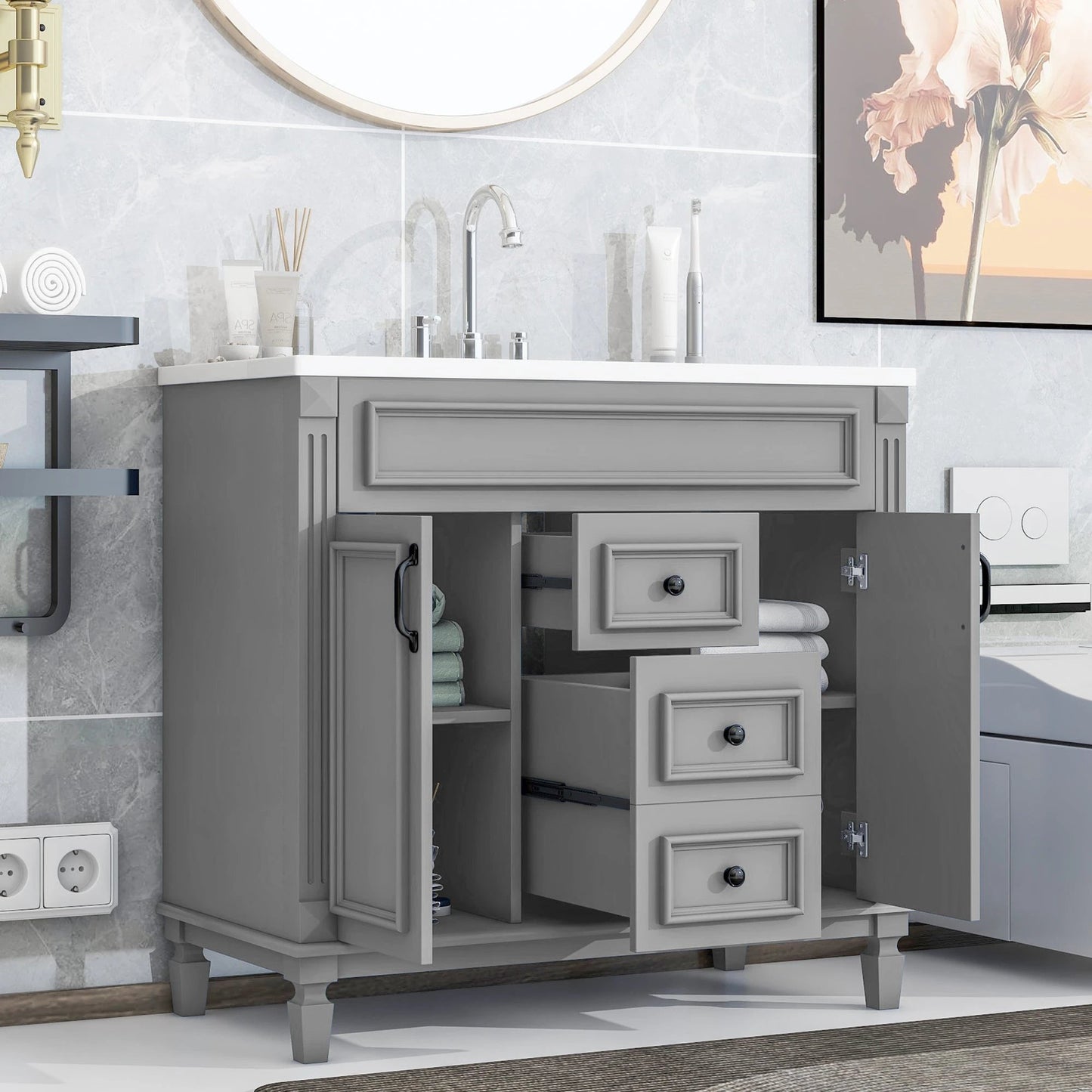 36'' Bathroom Vanity with Top Sink by eprolo