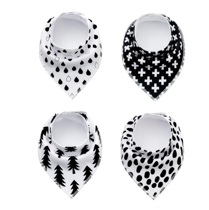 Lot de 4 bavoirs imprimés flèche vague triangle, accessoires bavoir bandana en coton pour bébé
