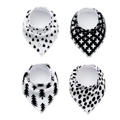 Lot de 4 bavoirs imprimés flèche vague triangle, accessoires bavoir bandana en coton pour bébé