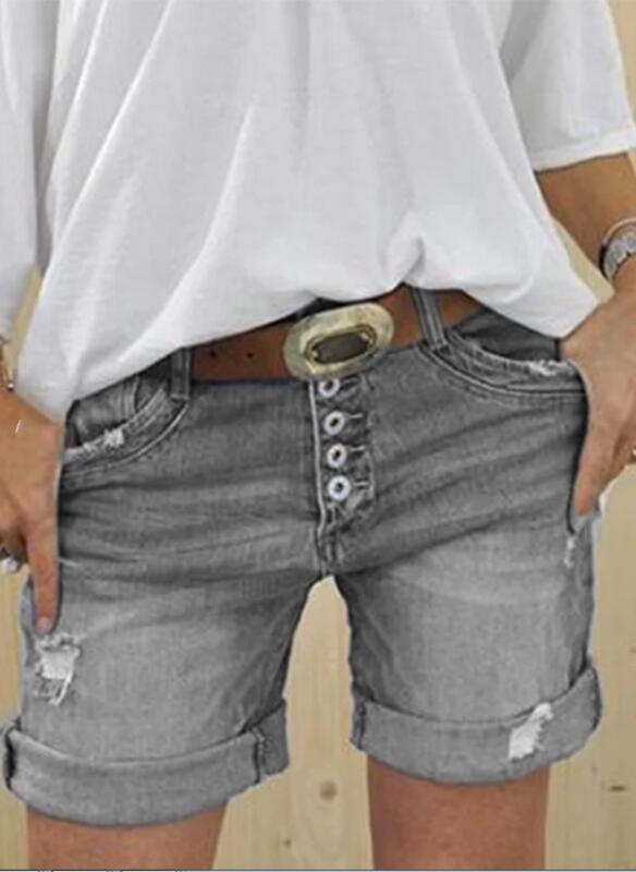 Pantalones cortos de mezclilla de talle alto para mujer