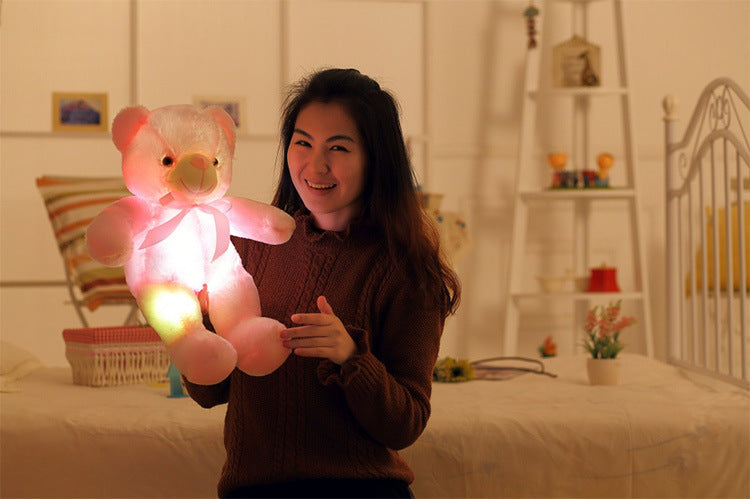 Ours en peluche lumineux à LED, jouet en peluche coloré et brillant, cadeau de Noël pour enfants, oreiller