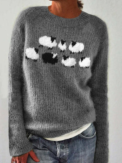 Pull Col Rond Ample et Élégant à Manches Longues – Vente Flash