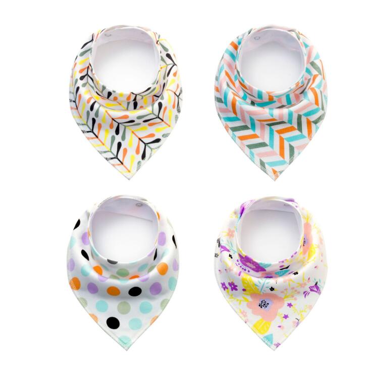 Lot de 4 bavoirs imprimés flèche vague triangle, accessoires bavoir bandana en coton pour bébé