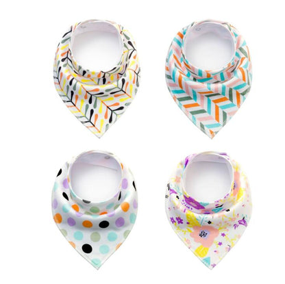 Lot de 4 bavoirs imprimés flèche vague triangle, accessoires bavoir bandana en coton pour bébé