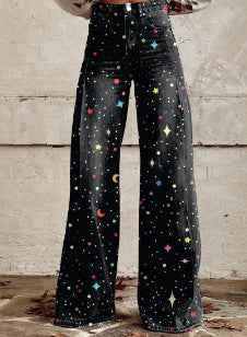 Pantalones casuales de mezclilla de talla grande para mujer europea y americana