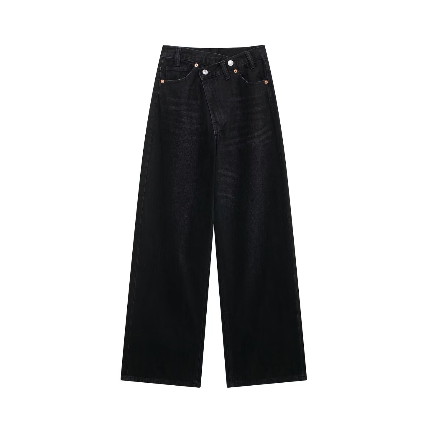 Jean large taille haute confortable, décontracté et polyvalent au quotidien