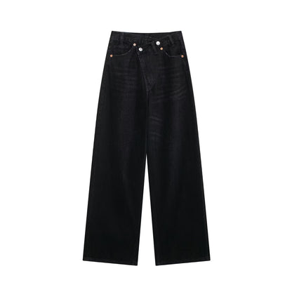 Jean large taille haute confortable, décontracté et polyvalent au quotidien