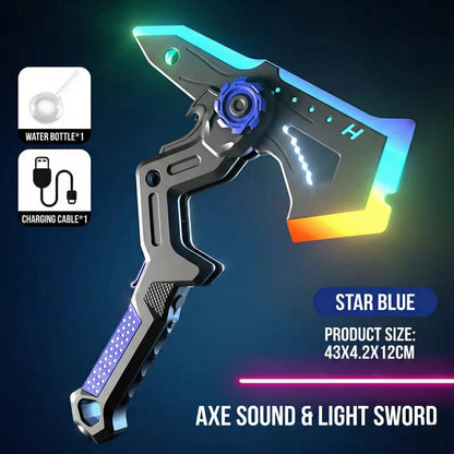 Épée laser jouet 2 en 1 Tomahawk avec pulvérisation pour enfants