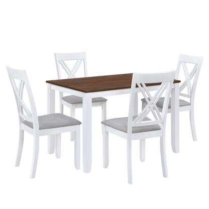 Ensemble de salle à manger 5 pièces en bois rustique minimaliste