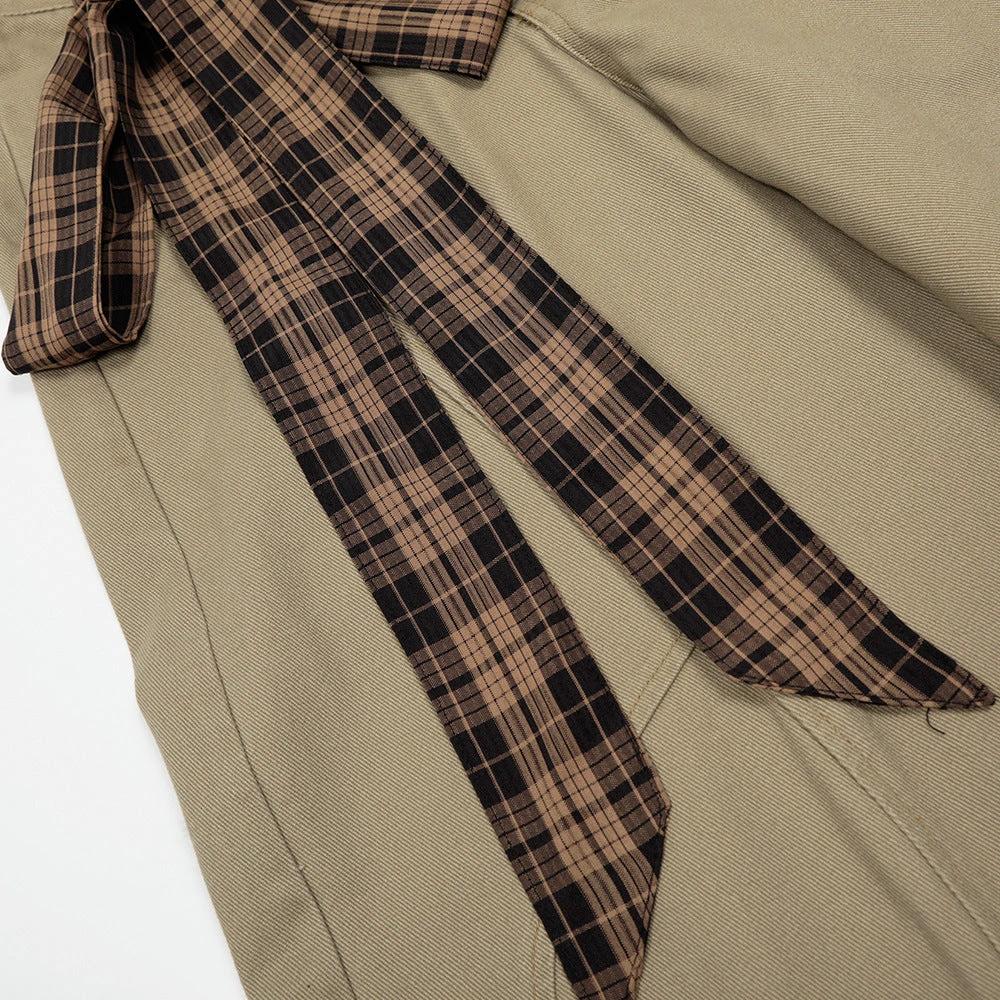 Plaid Strap Curved Knife Pants Work Pants by eprolo