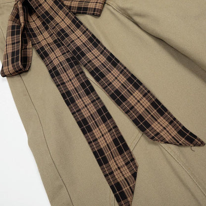 Plaid Strap Curved Knife Pants Work Pants by eprolo
