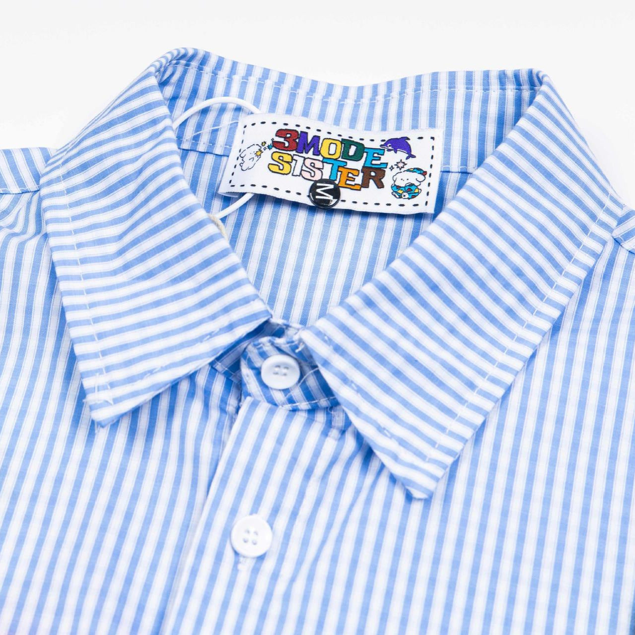 Dog graffiti striped short sleeved shirt