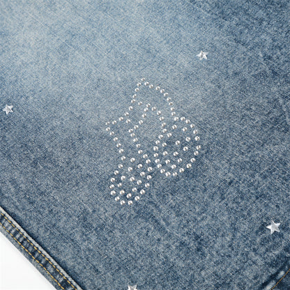 Star hot diamond straight leg denim five quarter pants