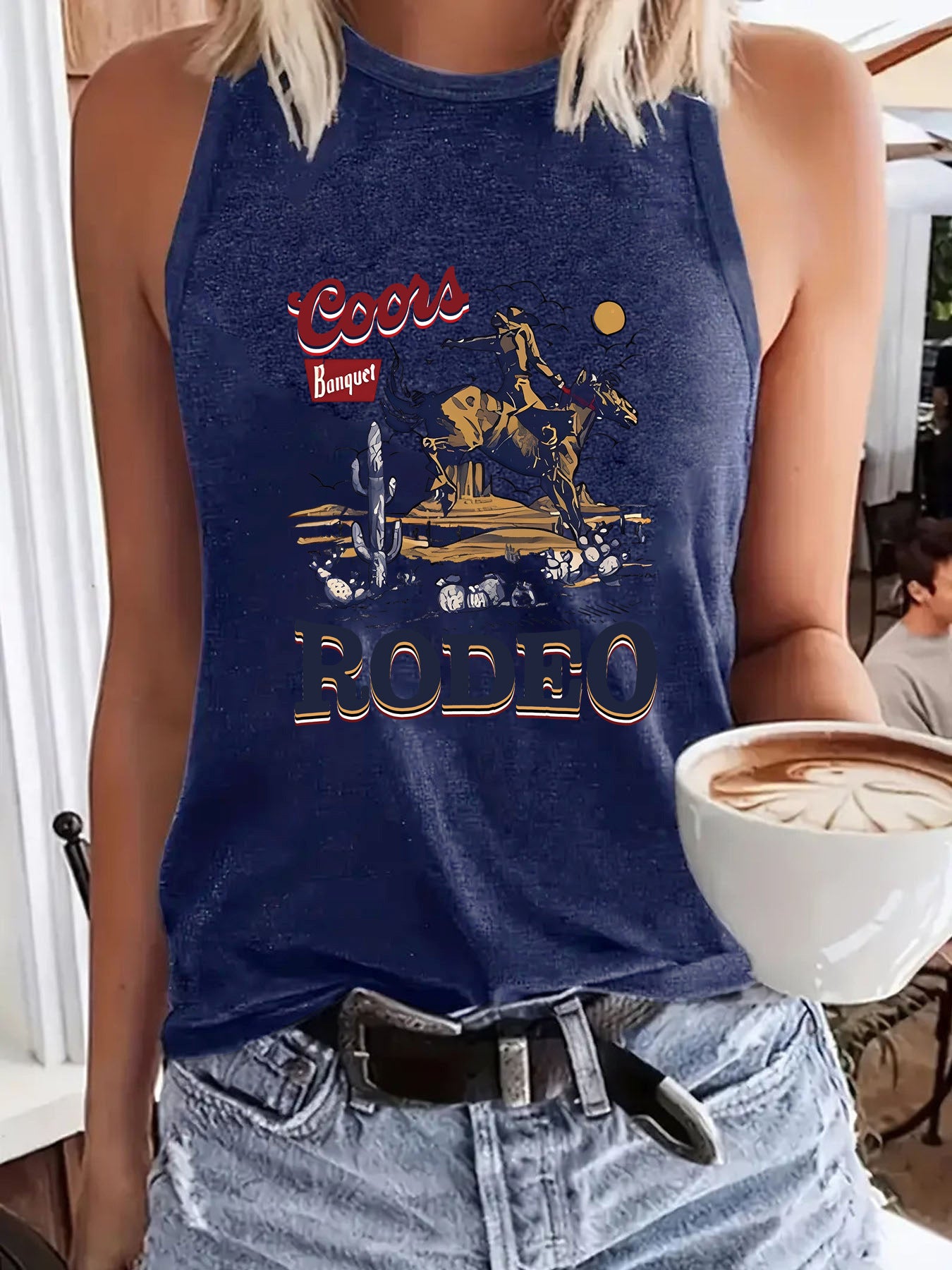 Top vaquero sin mangas estilo western