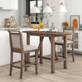 3-Piece Wood Counter Height Drop Leaf Dining Table Set