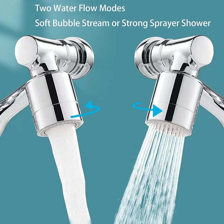 1080 °/1440 ° New Mechanical Arm Double Outlet Bubbler Universal Extension Faucet Splash Proof Washing Faucet Extender by eprolo