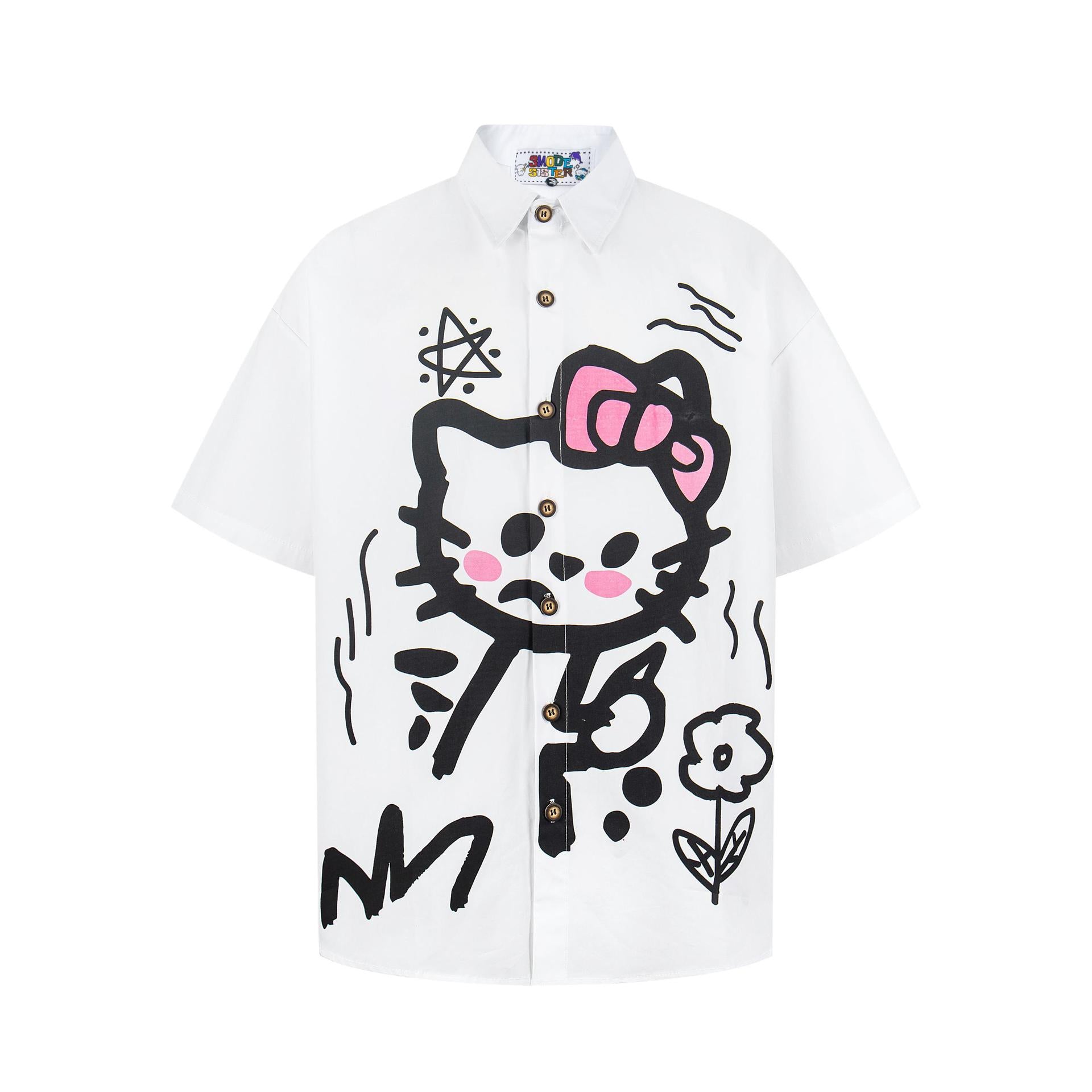 Camiseta con estampado de grafiti de gatito divertido y enfadado