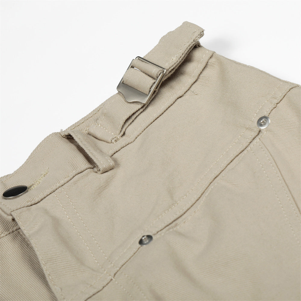 Large pocket loose wide leg five quarter pants
