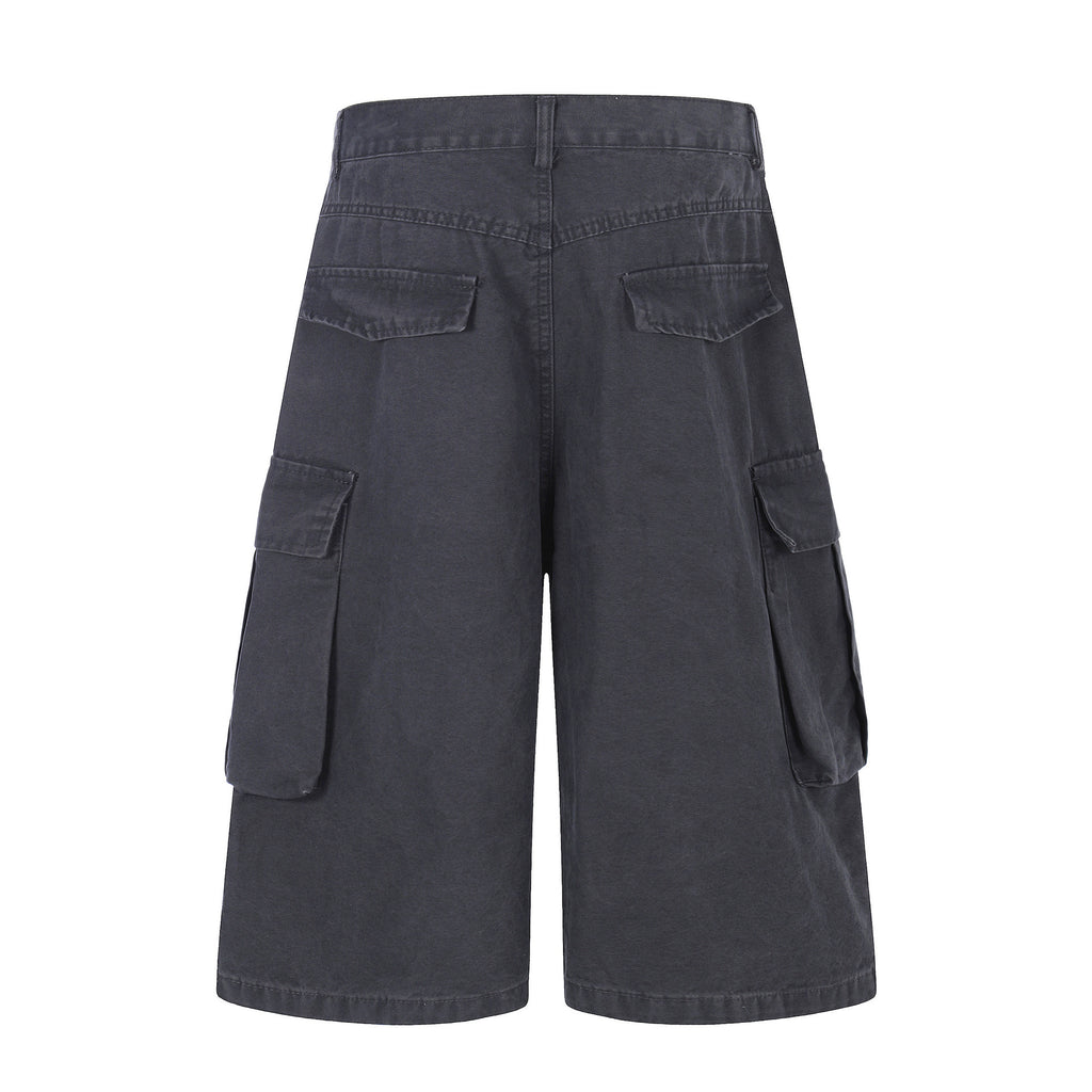 Shorts Unisex Multi-Pocket Wide Leg Slimming Versatile Vintage Casual Mid-Length Pants