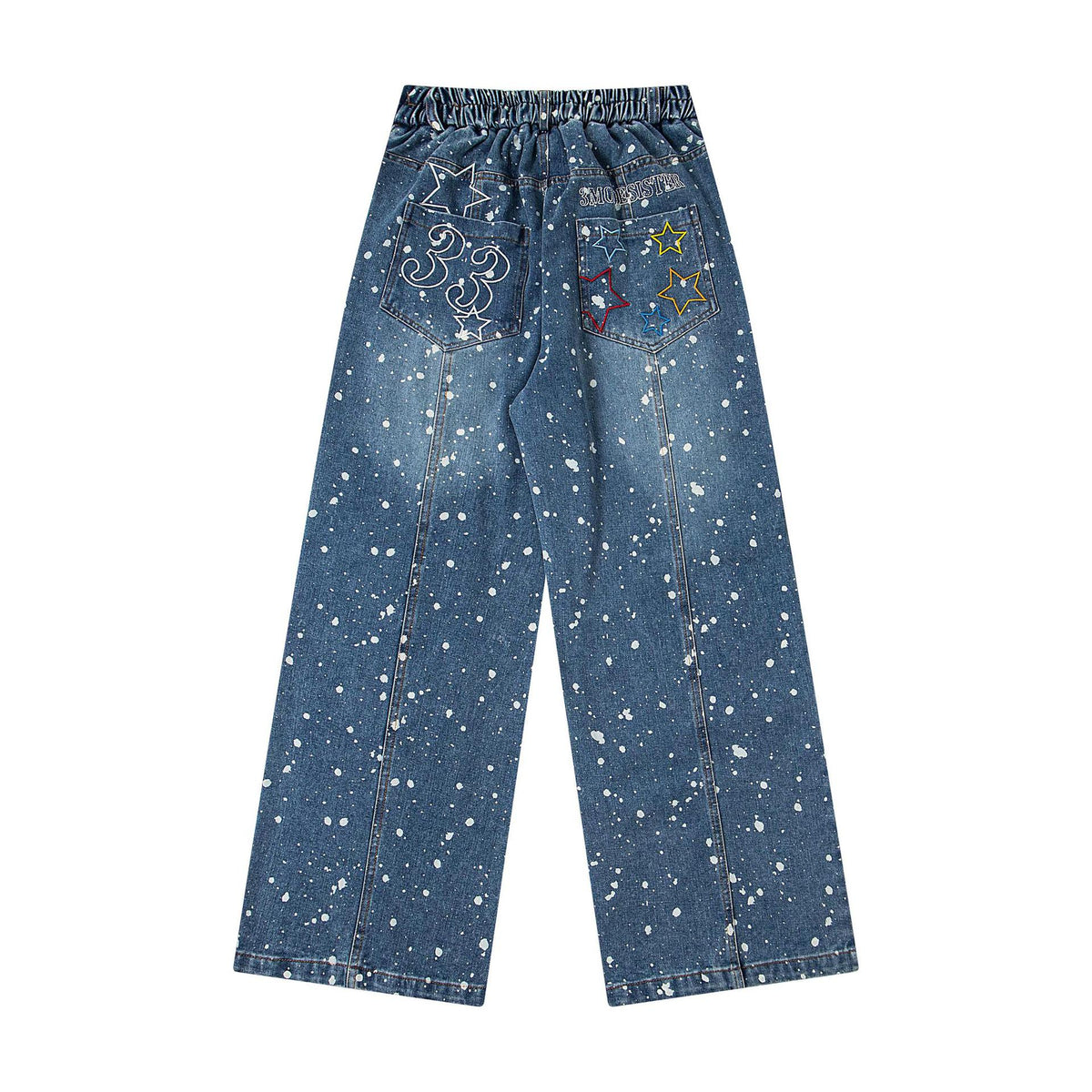 Wash and make old splashed ink jeans