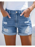 Short en jean décontracté pour femme, taille haute, confortable, amincissant, coupe droite