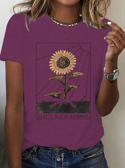 T-shirt tournesol à manches courtes pour femme