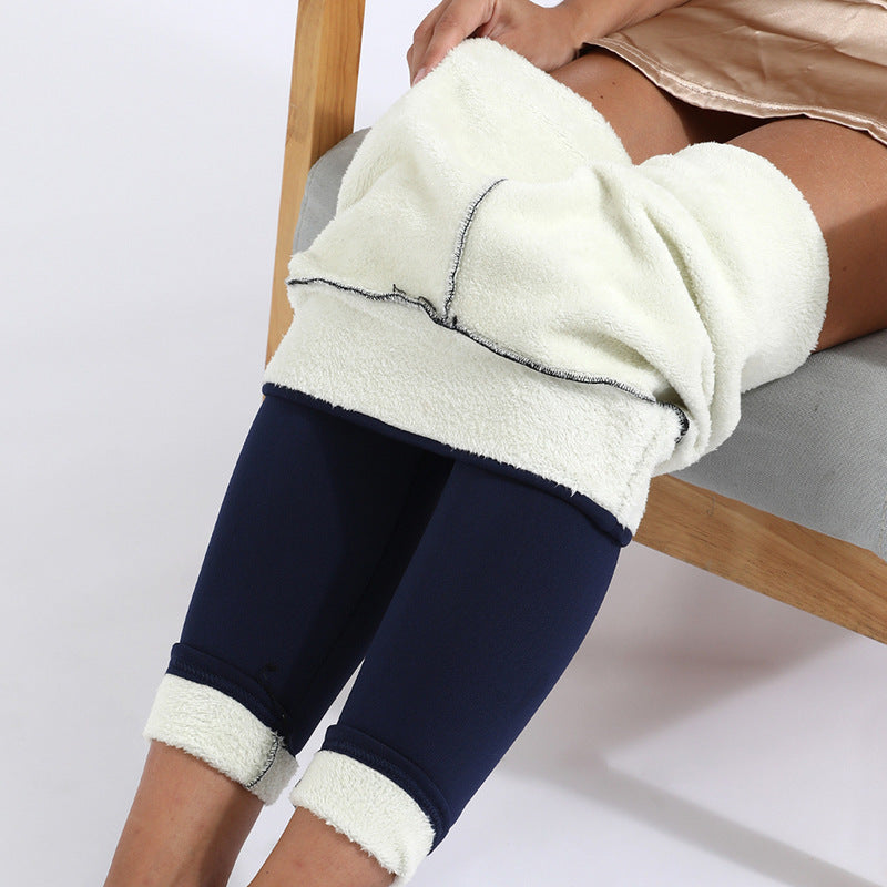 Leggings de invierno cálidos, gruesos, de alta elasticidad, de cachemira de cordero, ajustados para mujer