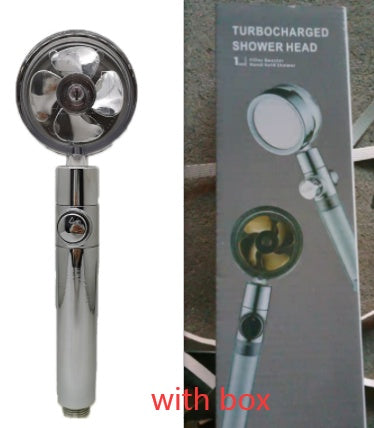 Cabezal de Ducha con Ahorro de Agua, Flujo Giratorio 360 Grados con Pequeño Ventilador, Boquilla Rociadora de Alta Presión de Lluvia de ABS, Accesorios de Baño