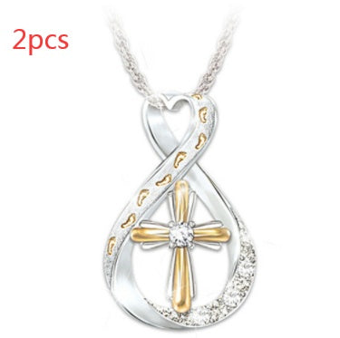 Colgante con diseño de Huellas y Diamantes en Dos Tonos