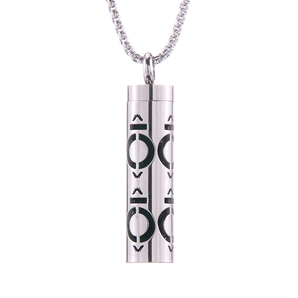 Pendentif diffuseur d'huiles essentielles cylindrique en acier inoxydable