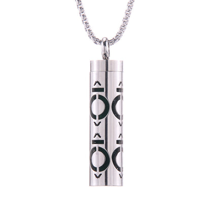 Pendentif diffuseur d'huiles essentielles cylindrique en acier inoxydable
