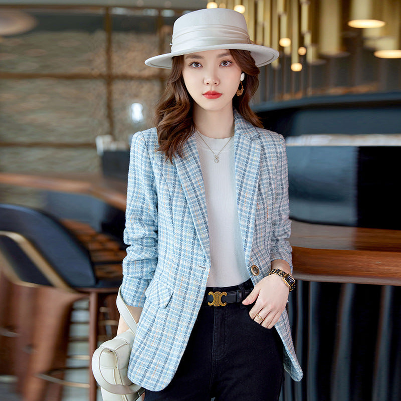 Manteau long femme décontracté à carreaux style western pour l'automne