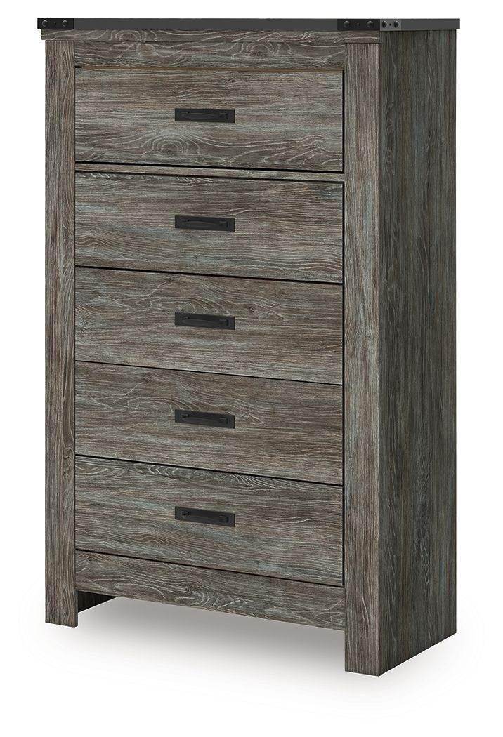 Gray Five Drawer Chest Modern Storage Furniture-0