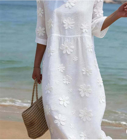 Nouvelle robe élégante décontractée à rayures et col en V