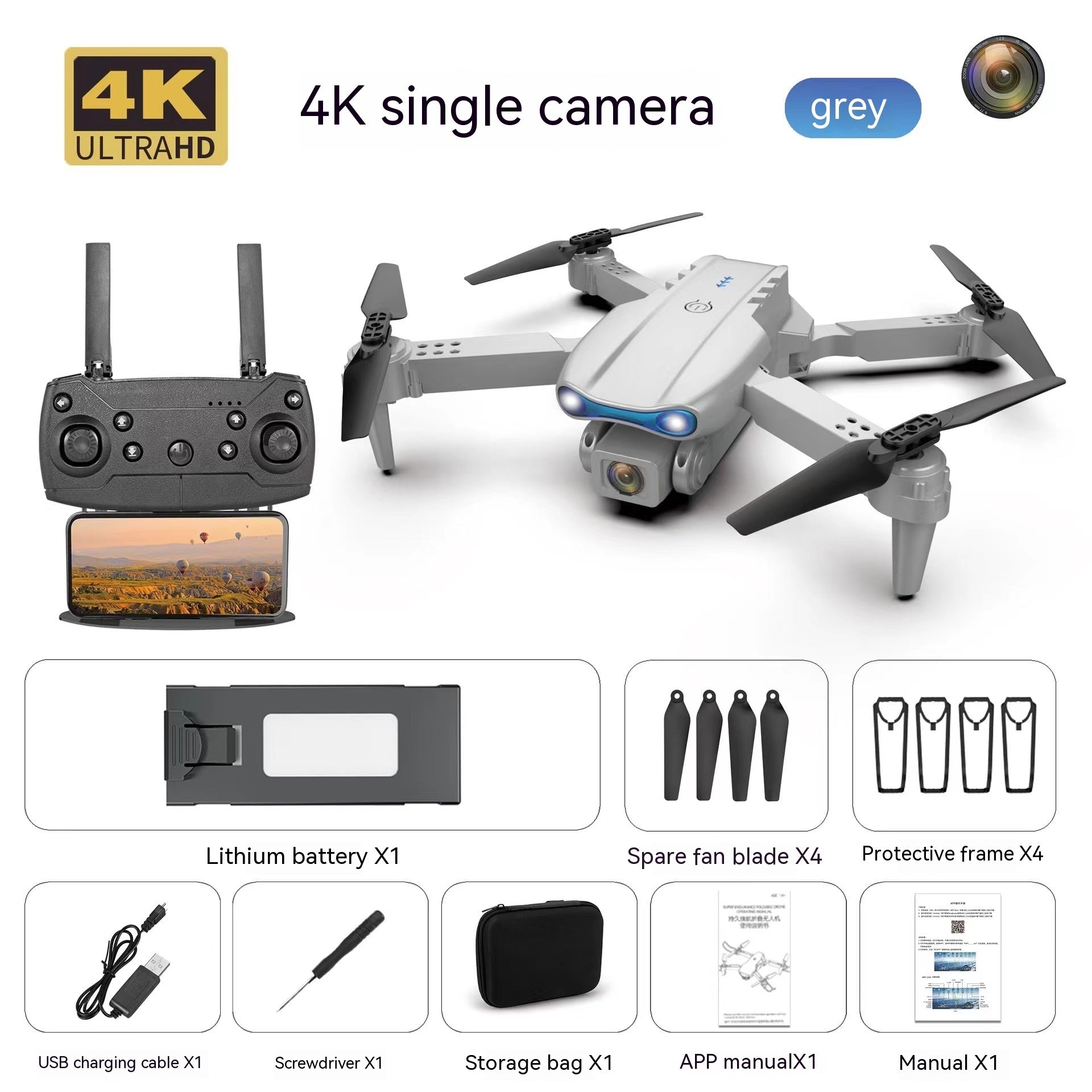 Dron aéreo E99pro con cámara dual 4K de alta definición y triple cámara