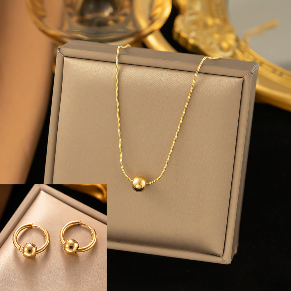 Juego de joyas de acero inoxidable para mujer: collar y pendientes