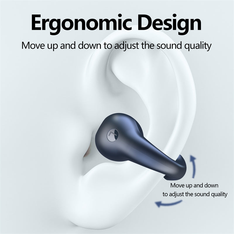 Écouteurs à Conduction Osseuse TWS Clip d'Oreille Bluetooth 5.3 Tactiles sans Fil Intra-Auriculaires Basses HIFI Casque de Sport
