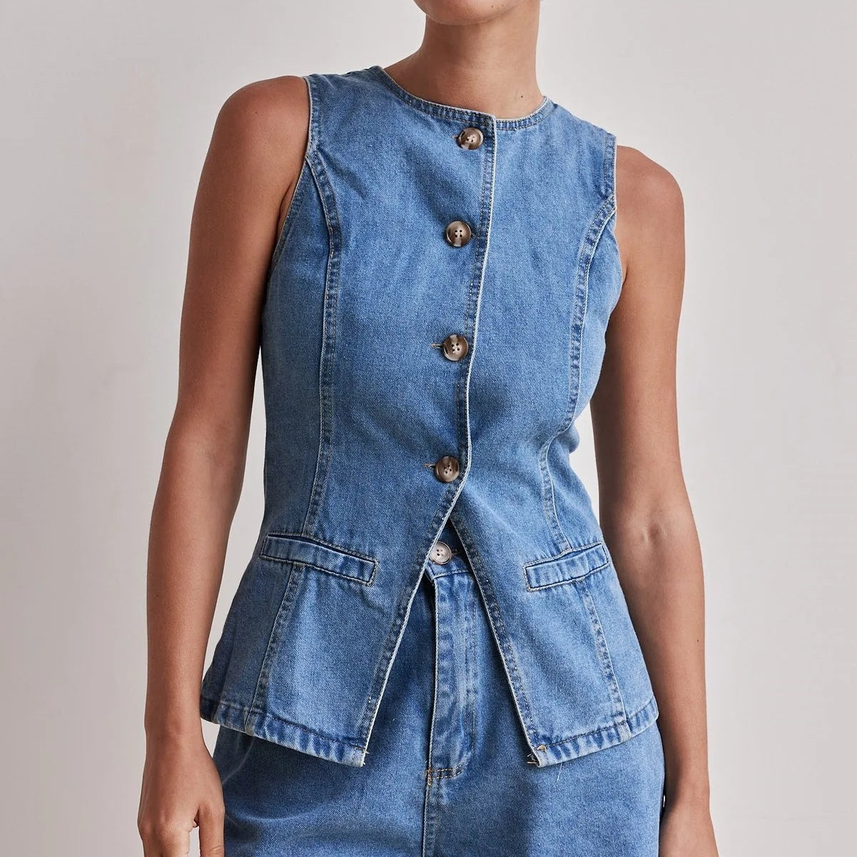 Ensemble Femme sans Manches Décontracté en Jean