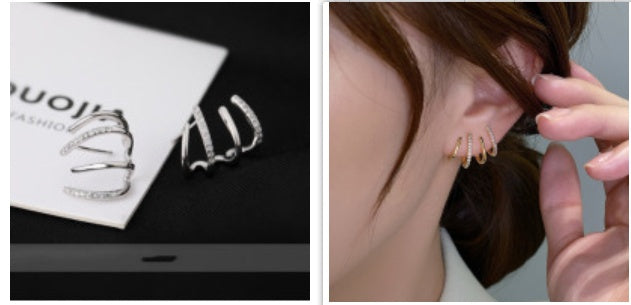 Boucles d'oreilles en argent S925 serties de zircons à quatre griffes