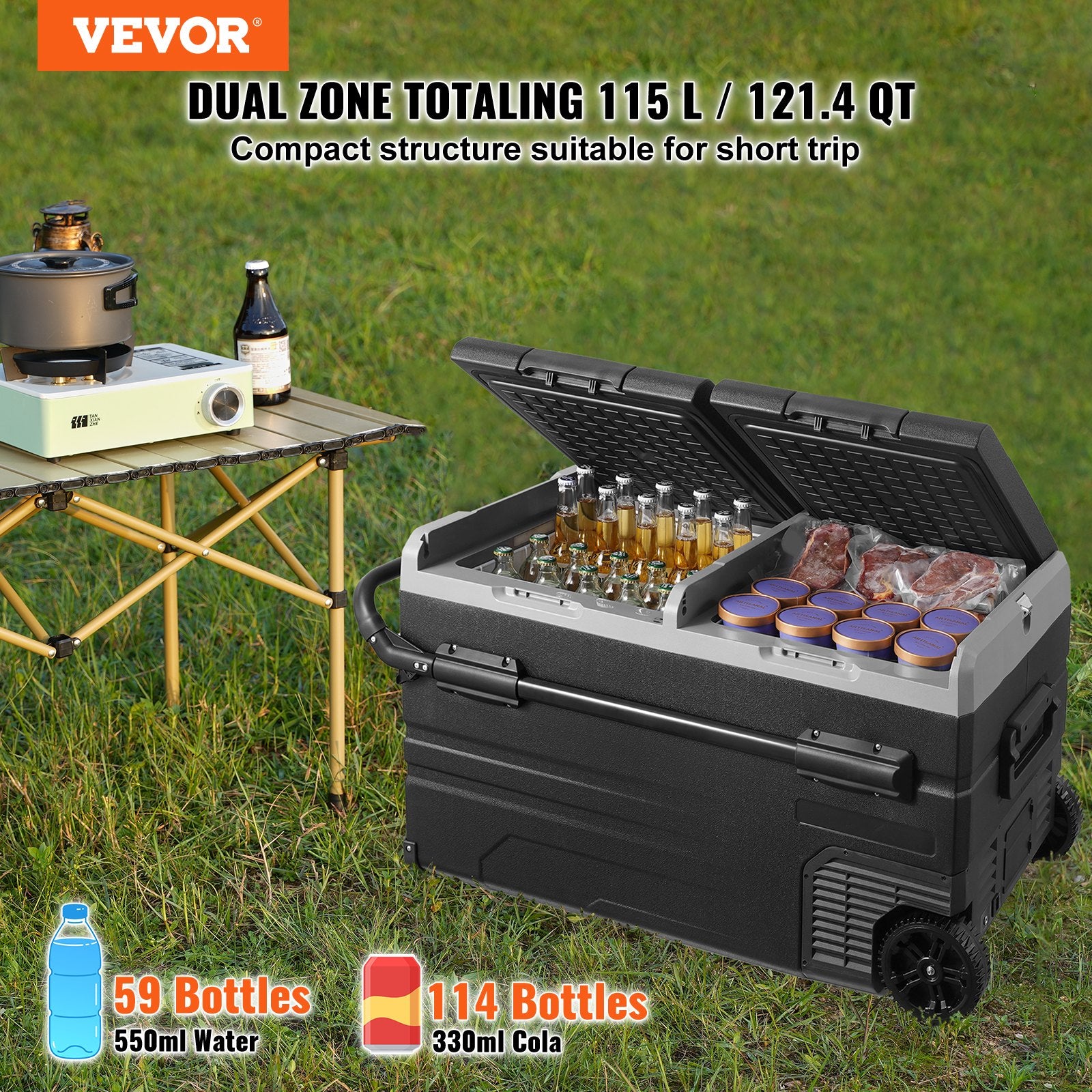 Portable Car Refrigerator Freezer Compressor 115 L Dual Zone
