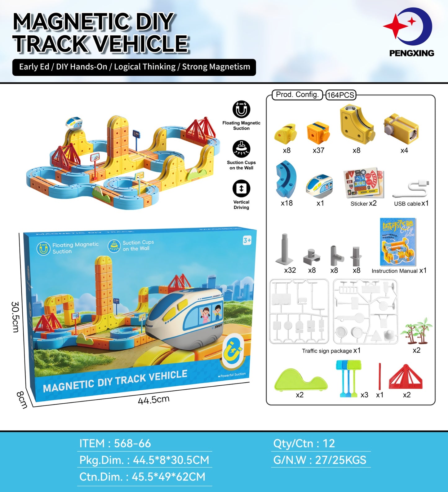 Jouet de construction de piste de lévitation magnétique électrique pour enfants