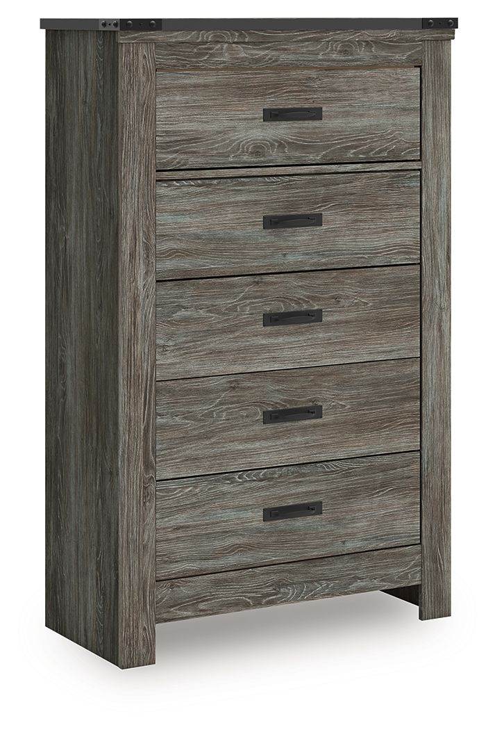 Gray Five Drawer Chest Modern Storage Furniture-2