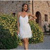 Minivestido sexy con borlas, lentejuelas y plumas para mujer, cuello en V, tirantes finos, costuras, vestidos de noche elegantes para fiestas y clubes