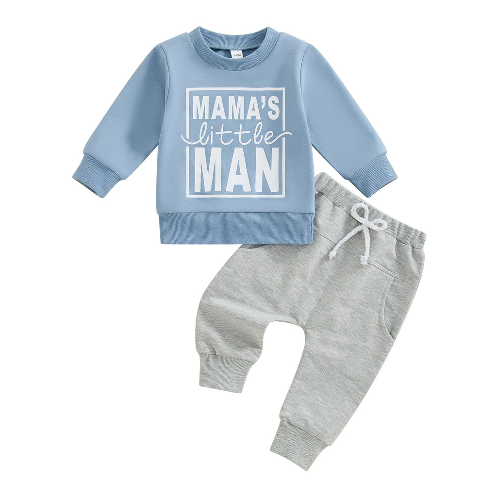 Traje de sudadera con capucha y letras estampadas para niños