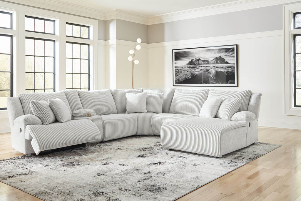 Top Tier - 6-Piece Reclining Sectional With Raf Chaise - Fabric - Alloy-1