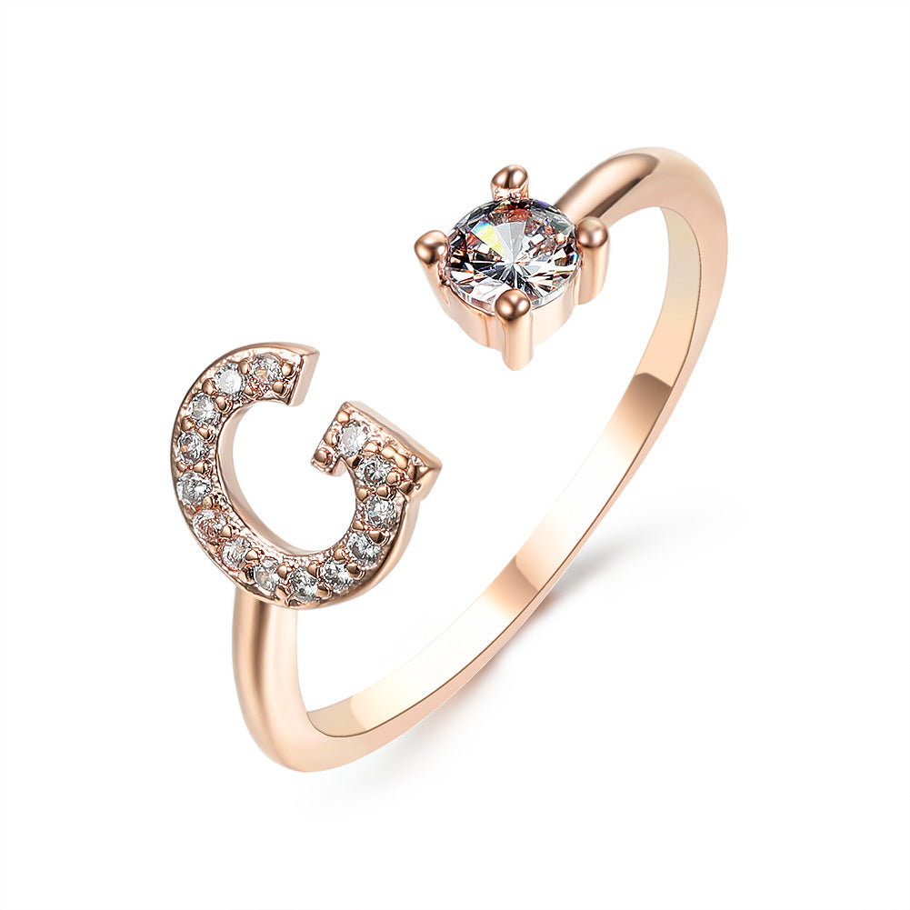 Anillo ajustable de nuevo diseño con 26 letras iniciales, joyería de moda para mujer, joyería simple y elegante